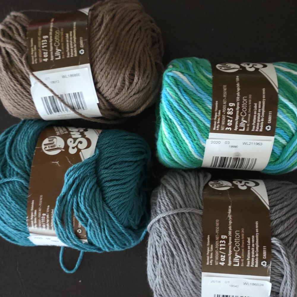 Lily Sugar'n Cream Yarn Collection in Brown, Gray, Teal, and Multicolor 4 Skeins - Picture 6 of 7